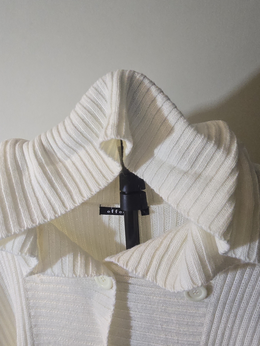Effeci Cream Ribbed Double-Breasted Cardigan - Picture 2 of 7